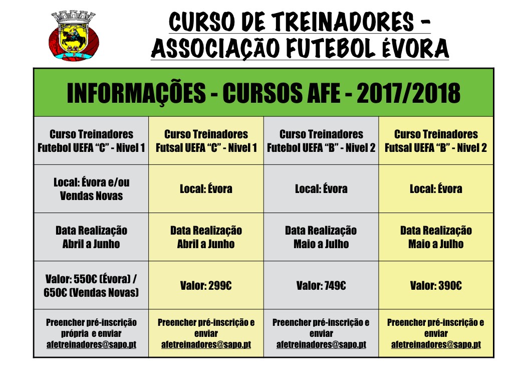 CURSO DE TREINADORES - Inscrições até 09/03/2018